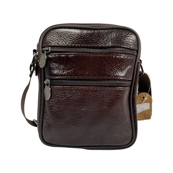 Сумка через плечо из натуральной кожи, 2 л, прочная и стильная, коричневая