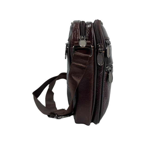 Сумка через плечо из натуральной кожи, 2 л, прочная и стильная, коричневая Сумка через плечо из натуральной кожи, 2 л, прочная и стильная, коричневая