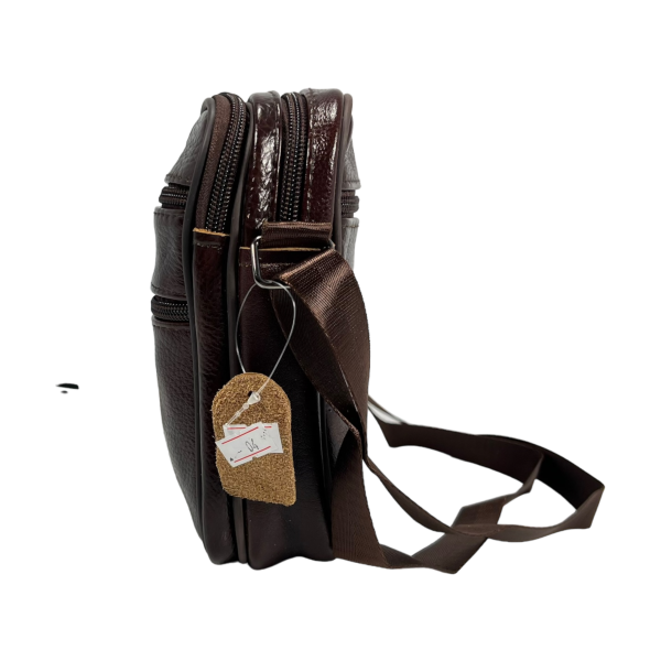 Сумка через плечо из натуральной кожи, 2 л, прочная и стильная, коричневая Сумка через плечо из натуральной кожи, 2 л, прочная и стильная, коричневая