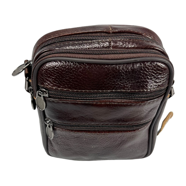 Сумка через плечо из натуральной кожи, 2 л, прочная и стильная, коричневая Сумка через плечо из натуральной кожи, 2 л, прочная и стильная, коричневая