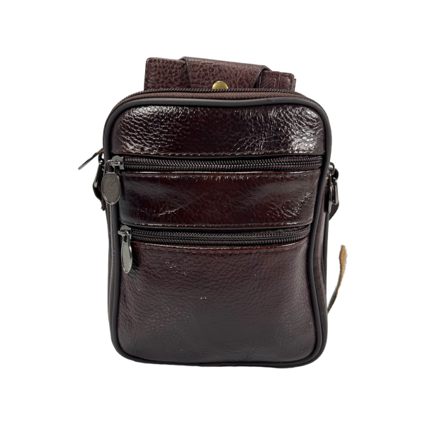 Сумка через плечо из натуральной кожи, 2 л, прочная и стильная, коричневая Сумка через плечо из натуральной кожи, 2 л, прочная и стильная, коричневая