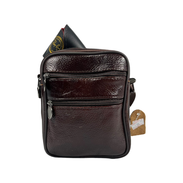 Сумка через плечо из натуральной кожи, 2 л, прочная и стильная, коричневая Сумка через плечо из натуральной кожи, 2 л, прочная и стильная, коричневая