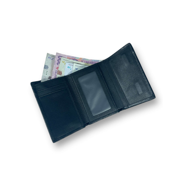 Кожаный женский кошелек, Leather черный цвет