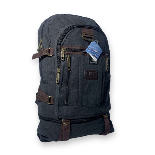 Брезентовий рюкзак, з розширенням, один відділ, 30 л, чорний Брезентовий рюкзак, з розширенням, один відділ, 30 л, чорний