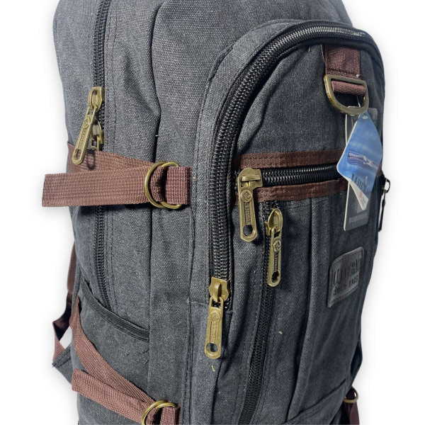 Брезентовий рюкзак, з розширенням, один відділ, 30 л, чорний Брезентовий рюкзак, з розширенням, один відділ, 30 л, чорний