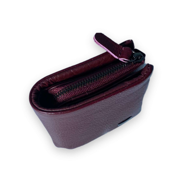 Стильный женский кошелек, кожаный, 1 отделение для купюр бордового цвета Стильный женский кошелек, кожаный, 1 отделение для купюр бордового цвета