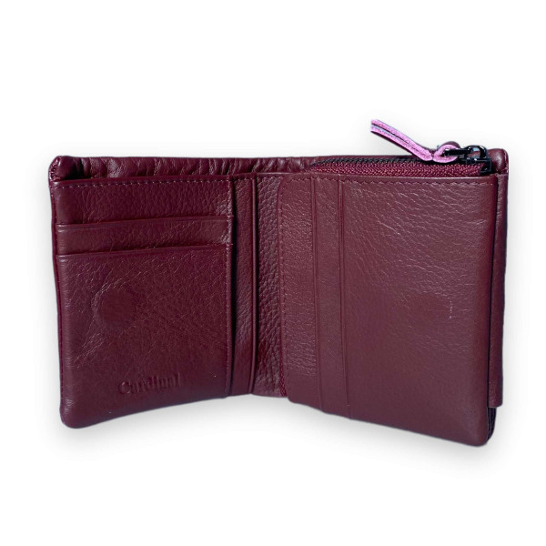 Стильный женский кошелек, кожаный, 1 отделение для купюр бордового цвета Стильный женский кошелек, кожаный, 1 отделение для купюр бордового цвета
