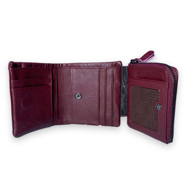 Стильный женский кошелек, кожаный, 1 отделение для купюр бордового цвета Стильный женский кошелек, кожаный, 1 отделение для купюр бордового цвета