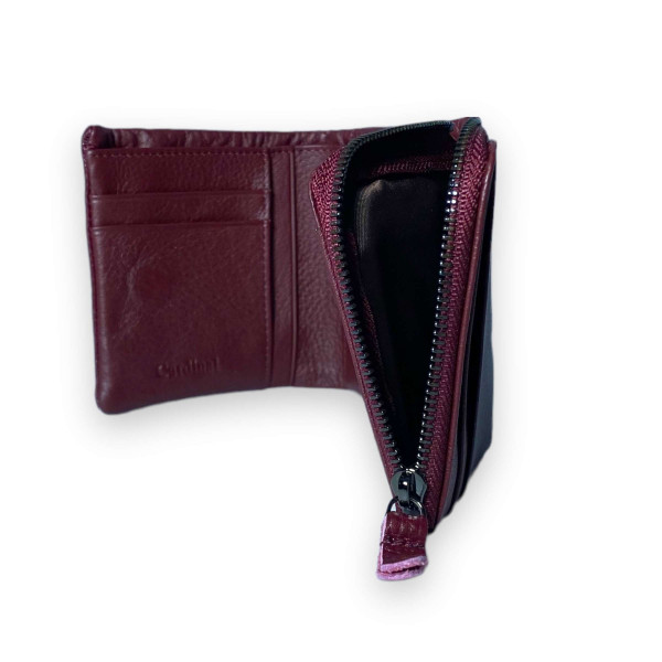 Стильный женский кошелек, кожаный, 1 отделение для купюр бордового цвета Стильный женский кошелек, кожаный, 1 отделение для купюр бордового цвета
