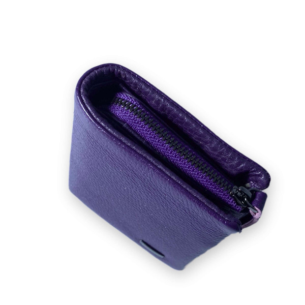 Кошелек женский из натуральной кожи, фиолетовый, 1 отделение для купюр Кошелек женский из натуральной кожи, фиолетовый, 1 отделение для купюр