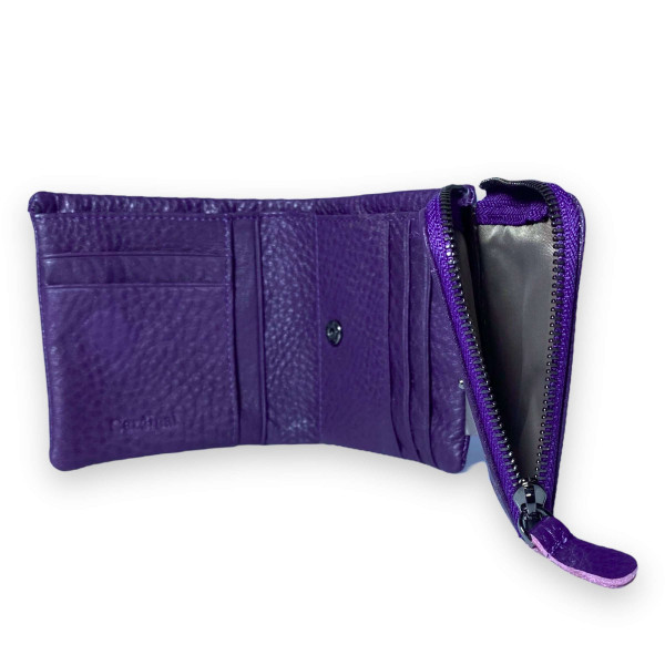 Кошелек женский из натуральной кожи, фиолетовый, 1 отделение для купюр Кошелек женский из натуральной кожи, фиолетовый, 1 отделение для купюр