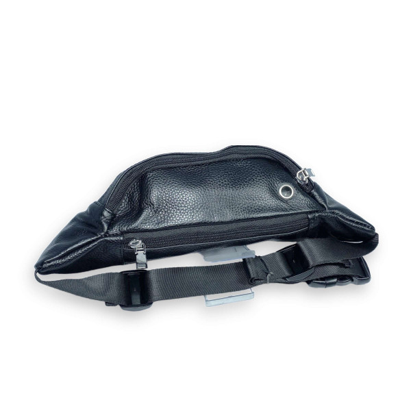 Сумка-бананка из натуральной кожи, один отдел, два дополнительных кармана, черная Сумка-бананка из натуральной кожи, один отдел, два дополнительных кармана, черная