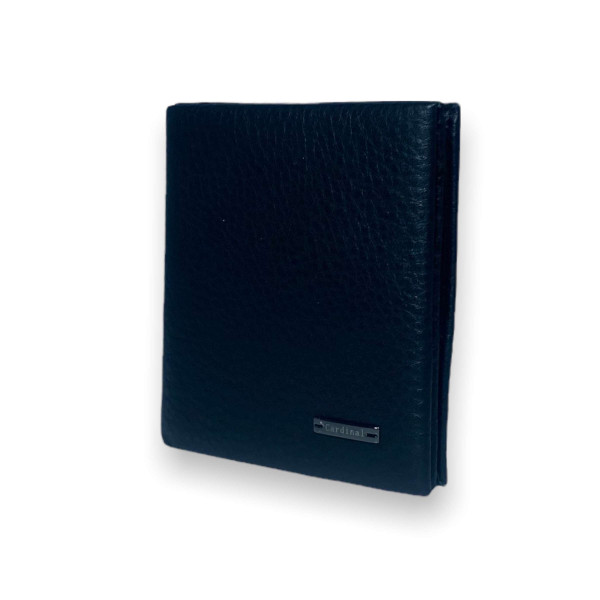 Мужской кожаный кошелек с зажимом для купюр, черный