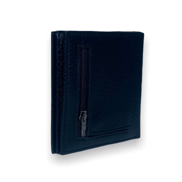 Мужской кожаный кошелек с зажимом для купюр, черный