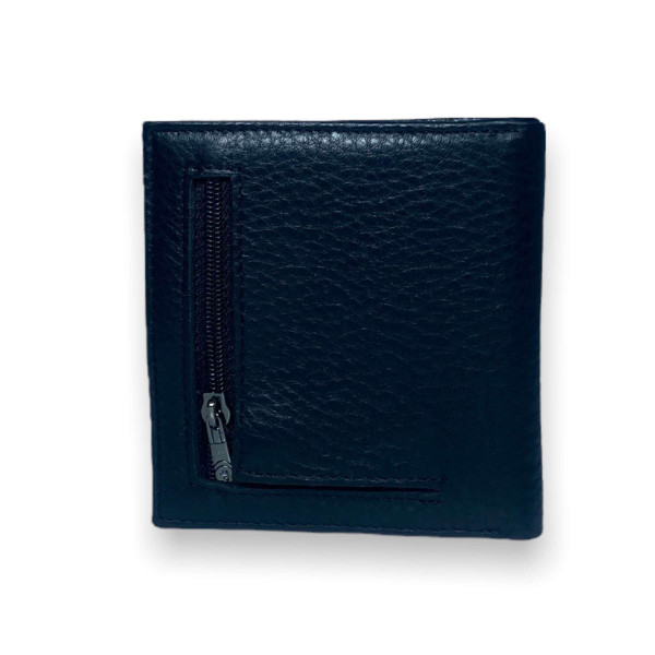 Мужской кожаный кошелек с зажимом для купюр, черный