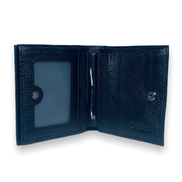 Мужской кожаный кошелек с зажимом для купюр, черный