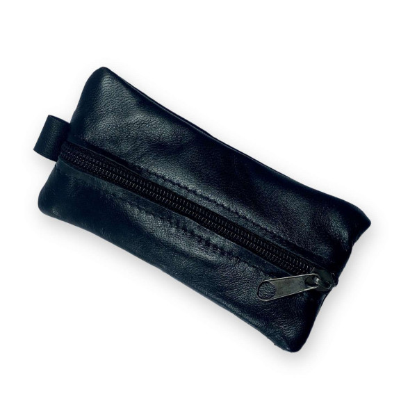 Ключница, натуральная кожа, ручная работа, два отделения на замках, черная