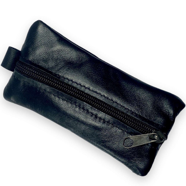 Ключница, натуральная кожа, ручная работа, два отделения на замках, черная