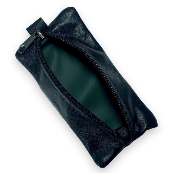 Ключница, натуральная кожа, ручная работа, два отделения на замках, черная