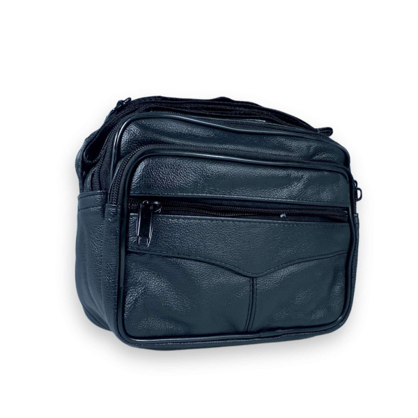 Сумка через плечо мужская Jingpin натуральная кожа 2 отдела 2 фронтальных кармана, размер: 22*18*12 см, черный Сумка через плечо мужская Jingpin натуральная кожа 2 отдела 2 фронтальных кармана, размер: 22*18*12 см, черный