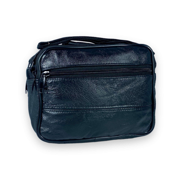 Сумка через плечо мужская Jingpin натуральная кожа 2 отдела 2 фронтальных кармана, размер: 23*18*12 см, черный Сумка через плечо мужская Jingpin натуральная кожа 2 отдела 2 фронтальных кармана, размер: 23*18*12 см, черный