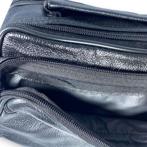 Сумка через плечо мужская Jingpin натуральная кожа 2 отдела 2 фронтальных кармана, размер: 23*18*12 см, черный Сумка через плечо мужская Jingpin натуральная кожа 2 отдела 2 фронтальных кармана, размер: 23*18*12 см, черный