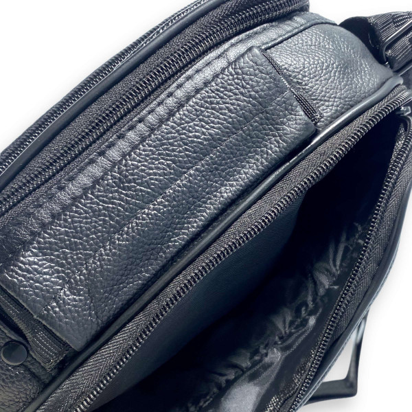 Сумка через плечо мужская Jingpin натуральная кожа 2 отдела 2 фронтальных кармана, размер: 23*18*12 см, черный Сумка через плечо мужская Jingpin натуральная кожа 2 отдела 2 фронтальных кармана, размер: 23*18*12 см, черный