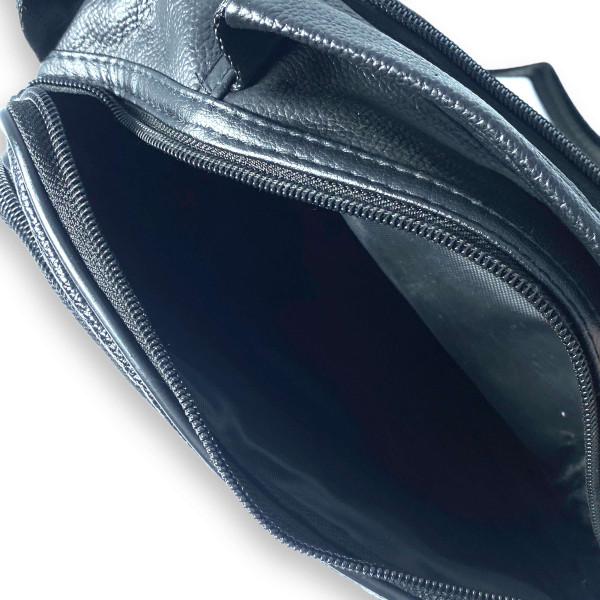 Сумка через плечо мужская Jingpin натуральная кожа 2 отдела 2 фронтальных кармана, размер: 23*18*12 см, черный Сумка через плечо мужская Jingpin натуральная кожа 2 отдела 2 фронтальных кармана, размер: 23*18*12 см, черный