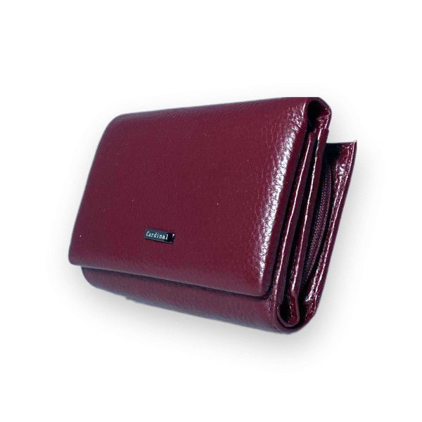Элегантный женский кошелек, кожаный, бордовый цвет Элегантный женский кошелек, кожаный, бордовый цвет