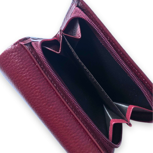 Элегантный женский кошелек, кожаный, бордовый цвет Элегантный женский кошелек, кожаный, бордовый цвет