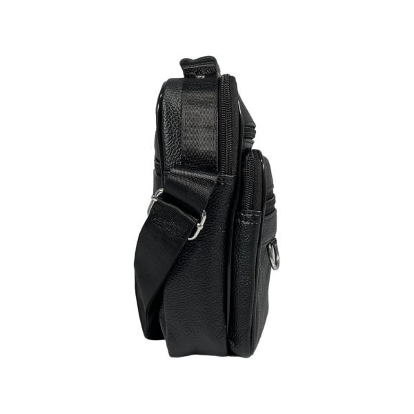 Сумка через плечо на четыре отделения, кожаная, чёрная, 3 л, ручки для переноса