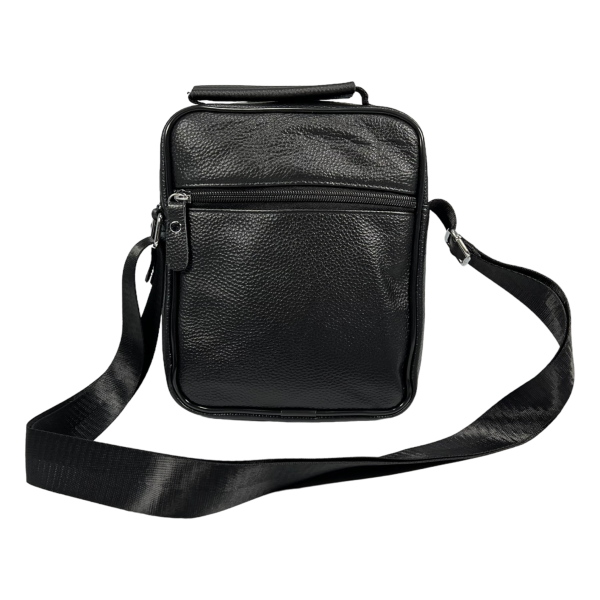 Сумка через плечо на четыре отделения, кожаная, чёрная, 3 л, ручки для переноса
