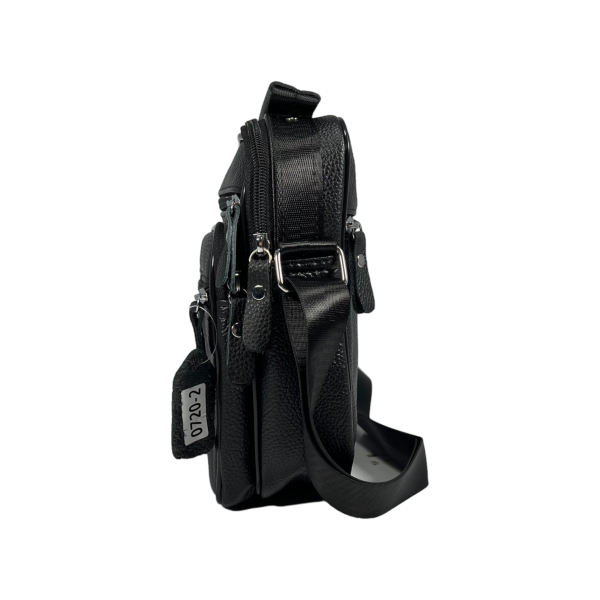 Сумка через плечо на четыре отделения, кожаная, чёрная, 3 л, ручки для переноса