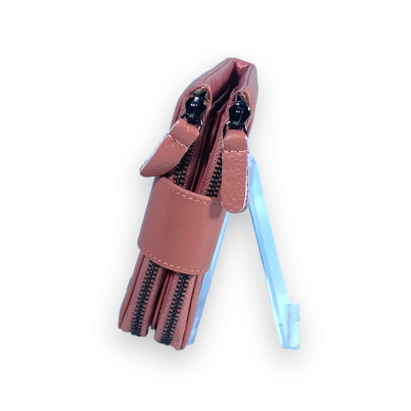 Гаманець елегантний шкіряний, рожевий, 2 відділення для купюр Гаманець елегантний шкіряний, рожевий, 2 відділення для купюр