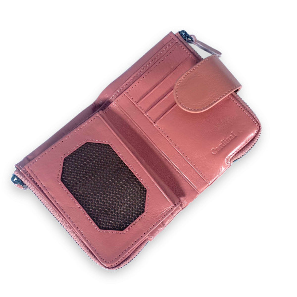 Гаманець елегантний шкіряний, рожевий, 2 відділення для купюр Гаманець елегантний шкіряний, рожевий, 2 відділення для купюр