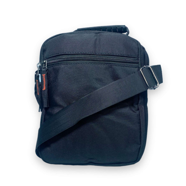 Чоловіча сумка через плече, тканинна, 2 відділи, 2 кишені на лицевій стороні, розмір: 25*20*10 см, чорна