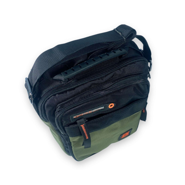 Чоловіча сумка через плече, тканинна, 2 відділи, 2 кишені на лицевій стороні, розмір: 25*20*10 см, зелена