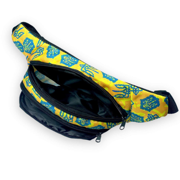 Сумка бананка на пояс два отделения на замке размер: 35*14*6 см, желтый, принт 1 Сумка бананка на пояс два отделения на замке размер: 35*14*6 см, желтый, принт 1
