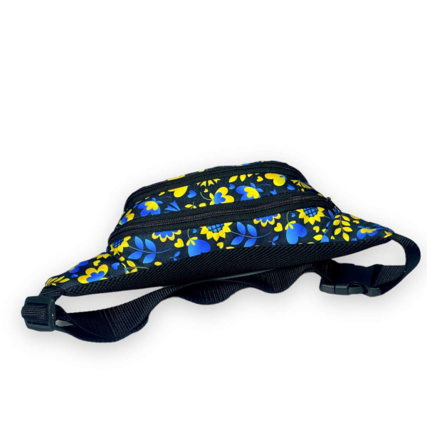 Сумка бананка на пояс два отделения на замке размер: 35*14*6 см, черный, принт 2 Сумка бананка на пояс два отделения на замке размер: 35*14*6 см, черный, принт 2