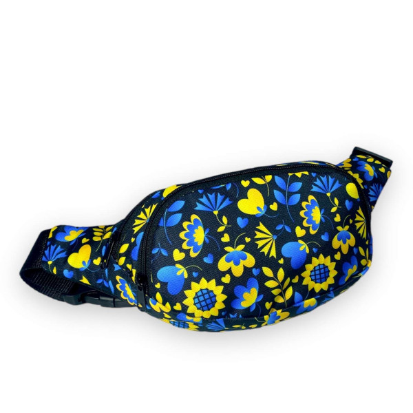 Сумка бананка на пояс два отделения на замке размер: 35*14*6 см, черный, принт 2 Сумка бананка на пояс два отделения на замке размер: 35*14*6 см, черный, принт 2