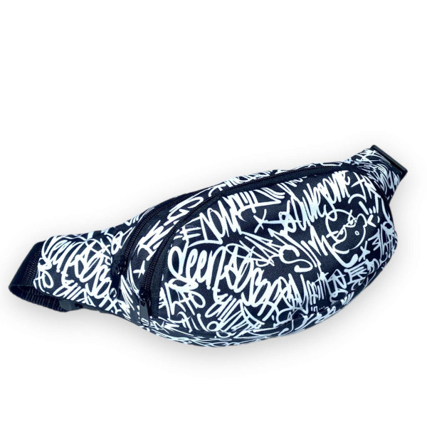 Сумка-бананка на пояс, два отделения на молнии, принт 3 Сумка-бананка на пояс, два отделения на молнии, принт 3