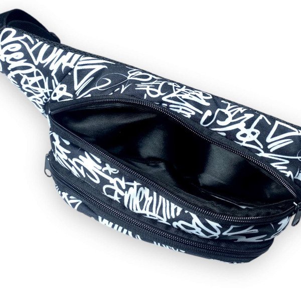 Сумка-бананка на пояс, два отделения на молнии, принт 3 Сумка-бананка на пояс, два отделения на молнии, принт 3