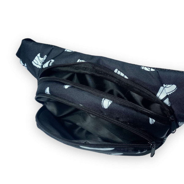 Сумка-бананка на пояс, два отделения на молнии, принт 8 Сумка-бананка на пояс, два отделения на молнии, принт 8