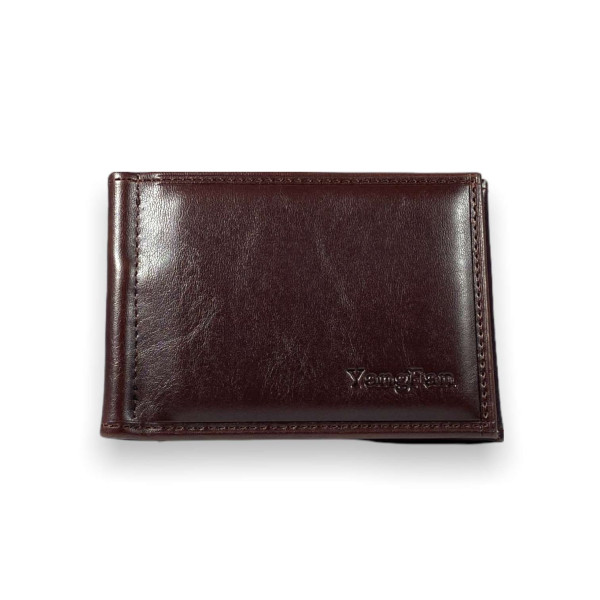 Зажим кошелек YangFan для купюр из кожзаменителя 6 отделов для банковских карт размер: 12*8*2 см коричневый Зажим кошелек YangFan для купюр из кожзаменителя 6 отделов для банковских карт размер: 12*8*2 см коричневый