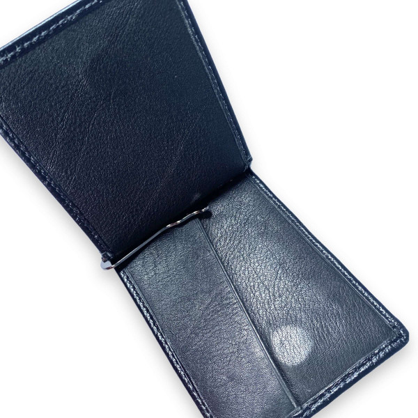 Шкіряний Чоловічий гаманець-затискач чорного кольору Шкіряний Чоловічий гаманець-затискач чорного кольору