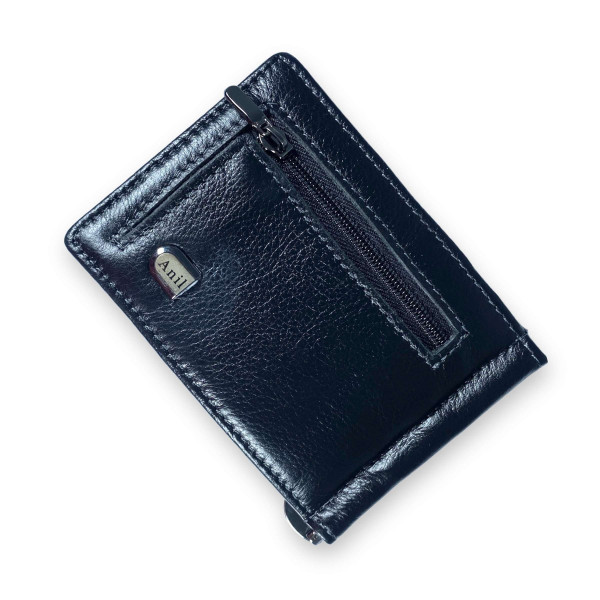 Шкіряний Чоловічий гаманець-затискач чорного кольору Шкіряний Чоловічий гаманець-затискач чорного кольору