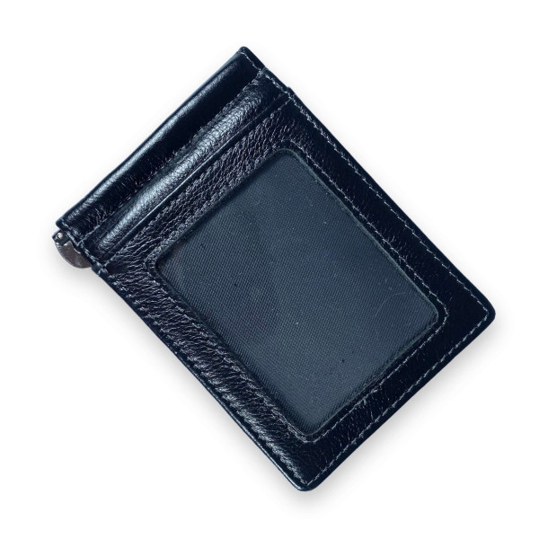 Шкіряний Чоловічий гаманець-затискач чорного кольору Шкіряний Чоловічий гаманець-затискач чорного кольору