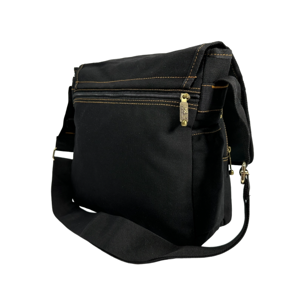 Брезентовая сумка через плечо на семь отделений, черная Брезентовая сумка через плечо на семь отделений, черная