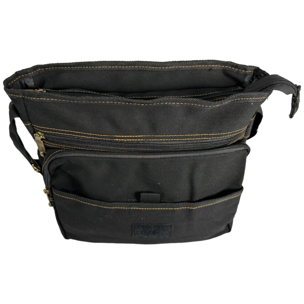 Брезентовая сумка через плечо на семь отделений, черная Брезентовая сумка через плечо на семь отделений, черная