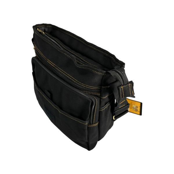 Брезентовая сумка через плечо на семь отделений, черная Брезентовая сумка через плечо на семь отделений, черная